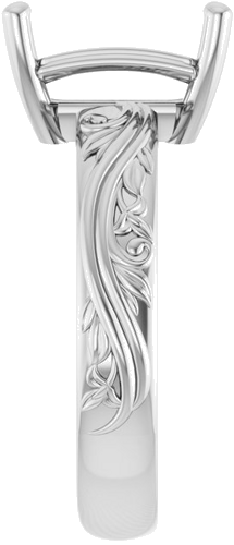 Sužadėtuvių Žiedas „Solitaire Sculptural“ 14k white gold Emerald 10mm x 8mm (4)