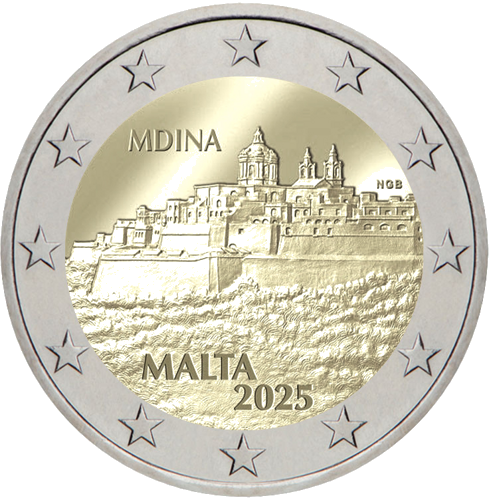 2025 Малта Крепостта Мдина 2 евро монета (1)
