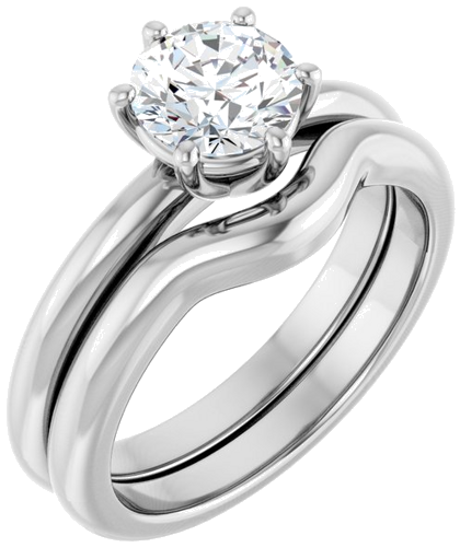 Sužadėtuvių Žiedas 14k white gold Round 6.5mm (6)