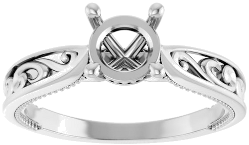Sužadėtuvių Žiedas „Solitaire Vintage-Inspired“ 14k white gold Round 6.5mm (3)