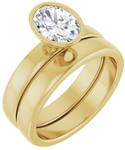 Sužadėtuvių Žiedas „Bezel-Set Solitaire“ 14k yellow gold Oval 8mm x 6mm (6)