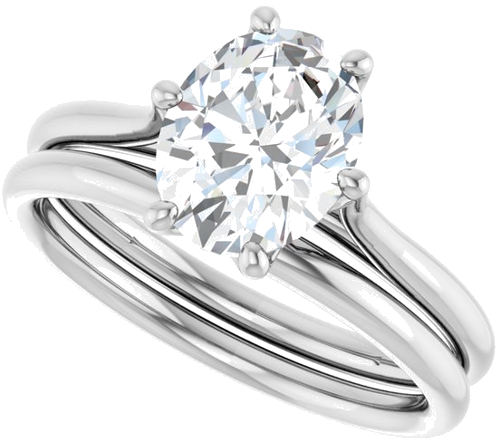 Sužadėtuvių Žiedas „Solitaire“ 585 Baltojo Aukso Oval 9mm x 7mm (10)