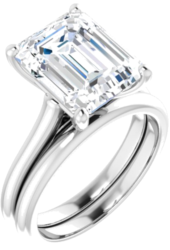 14K White 11x9 mm Emerald Solitaire Engagement Ring Mounting (6)