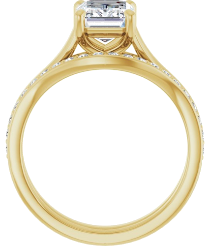 14K Yellow 8x6 mm Emerald Solitaire Engagement Ring Mounting (7)