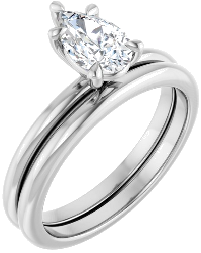 Sužadėtuvių Žiedas 585 Baltojo Aukso Pear Shape 8mm x 5mm (5)