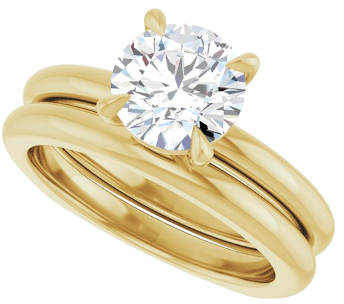 Sužadėtuvių Žiedas „Claw-Prong Euro Shank“ 14k yellow gold Round 7.4mm (10)