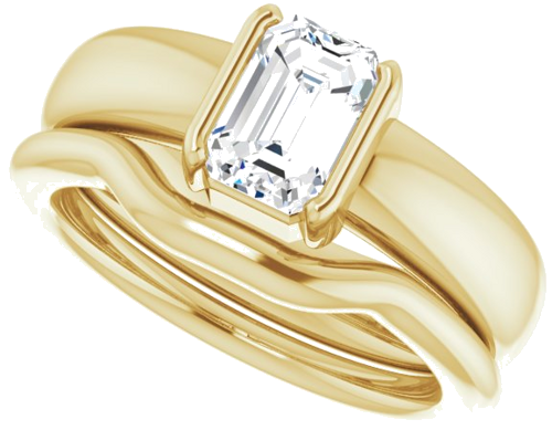 Sužadėtuvių Žiedas „Half-Bezel Solitaire“ 14k yellow gold Emerald 7mm x 5mm (10)