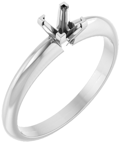 14K White 4 mm Square V-End 4-Prong Engagement Ring Mounting (1)