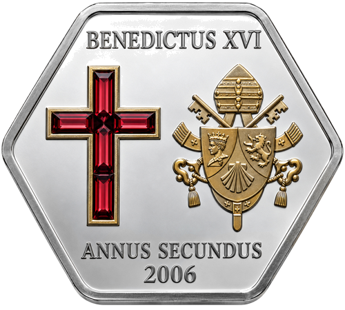 5 долара Папа Бенедикт XVI 2006 Острови Кук сребърна монета (1)