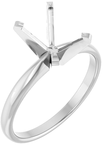 14K White 10 x 8 mm Oval Solitaire Engagement Ring Mounting (1)