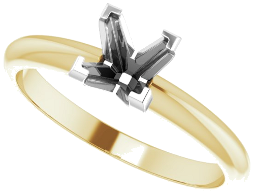 14K Yellow White 5 mm Square V-End 4-Prong Engagement Ring Mounting (5)