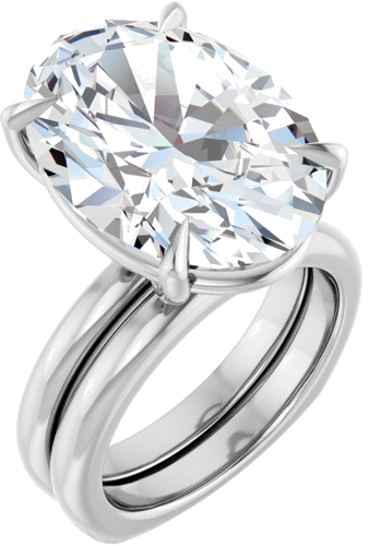 Sužadėtuvių Žiedas „Claw-Prong Euro Shank“ 14k white gold Oval 18mm x 13mm (6)