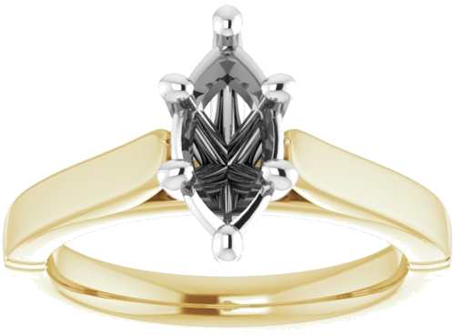 Sužadėtuvių Žiedas „Solitaire“ 750 Baltojo Ir Geltonojo Aukso Marquise 10mm x 5mm (3)