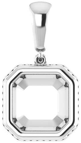 Pakabukas „Bezel-Set Solitaire“ 10k white gold Asscher 10mm (1)