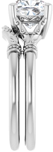 18K White 7 mm Cushion Solitaire Engagement Ring Mounting (9)