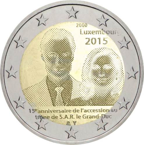 2015 Liuksemburgas Henri 15-lika metų soste 2 eur moneta (1)