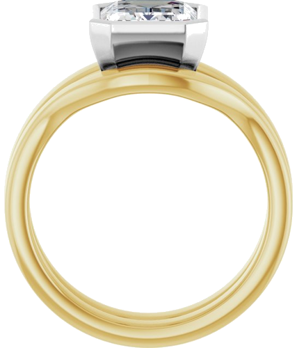 Sužadėtuvių Žiedas „Bezel-Set Solitaire“ 14k yellow/white gold Emerald 9mm x 7mm (7)