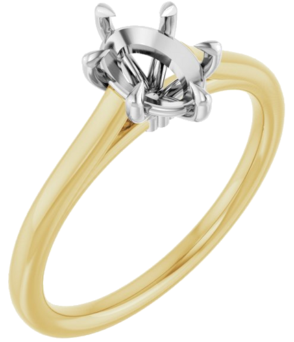 Sužadėtuvių Žiedas „Claw-Pong“ 14k yellow/white gold Oval 7.5mm x 5.5mm (1)