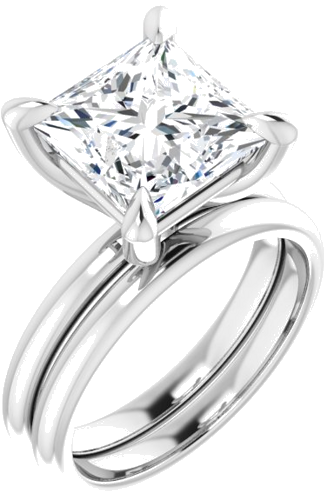 Sužadėtuvių Žiedas „Solitaire“ 585 Baltojo Aukso Square 9mm (6)