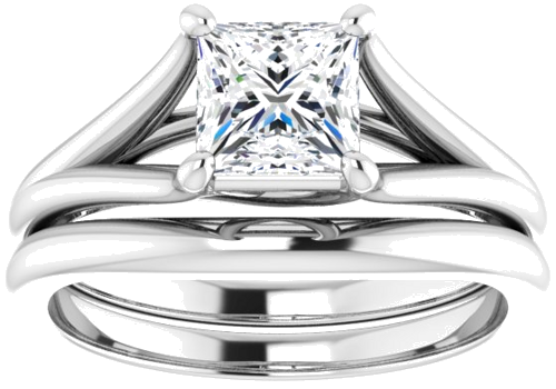 14K White 5.5 mm Square Solitaire Engagement Ring Mounting (8)