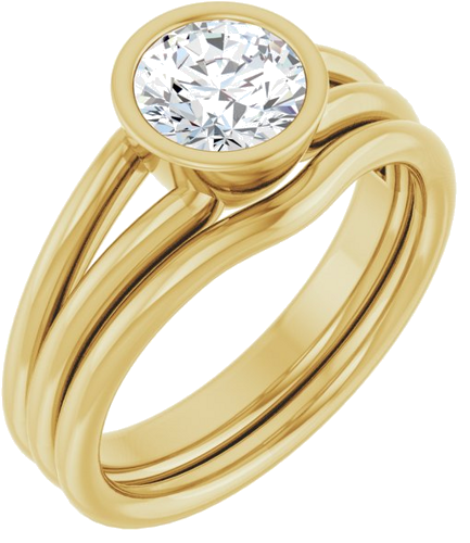 Sužadėtuvių Žiedas „Bezel-Set Solitaire“ 10k yellow gold Round 6.5mm (6)