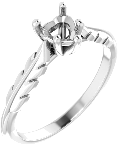 Sužadėtuvių Žiedas „Solitaire Leaf“ 10k white gold Heart 5mm (1)