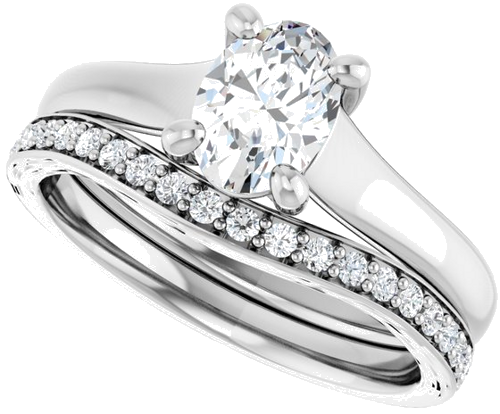 Sužadėtuvių Žiedas „Solitaire“ 585 Baltojo Aukso Oval 7mm x 5mm (10)