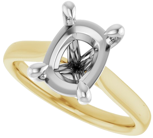 Sužadėtuvių Žiedas „Claw-Prong Solitaire“ 14k yellow/white gold Elongated Cushion 10mm x 8mm (5)