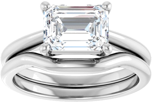 14K White 8x6 mm Emerald Solitaire Engagement Ring Mounting (8)