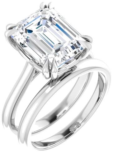 Platinum 11x9 mm Emerald Solitaire Engagement Ring Mounting (6)