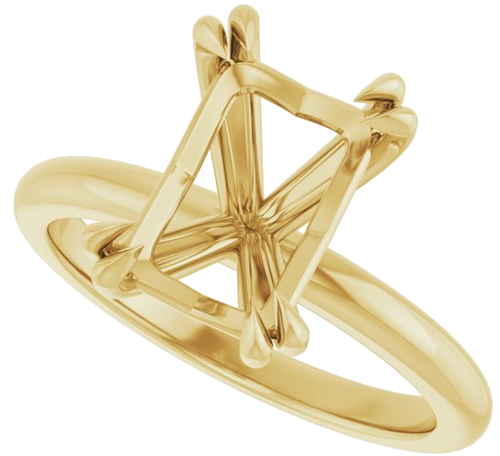 Sužadėtuvių Žiedas „Double Claw-Prong“ 14k yellow gold Emerald 10mm x 7mm (5)