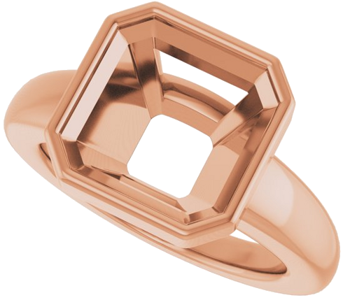 Sužadėtuvių Žiedas „Bezel-Set Solitaire“ 14k rose gold Asscher 10mm (5)