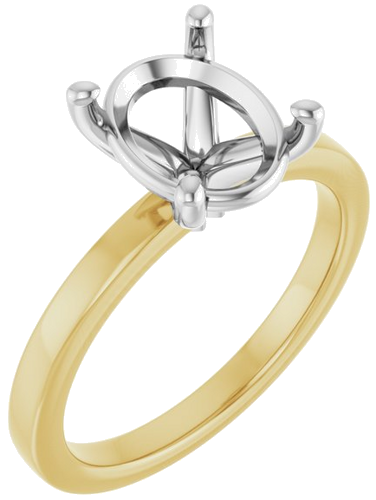 Sužadėtuvių Žiedas „Solitaire“ 14k yellow/white gold Oval 10mm x 8mm (1)