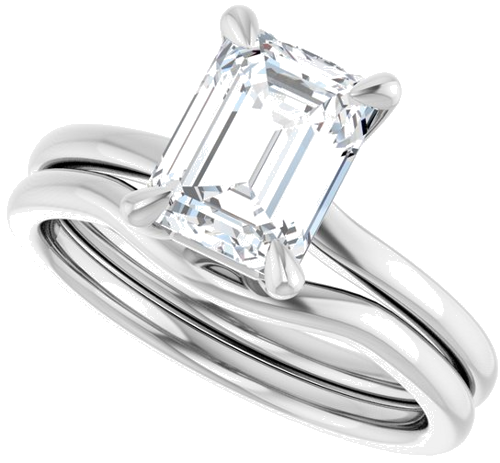 Sužadėtuvių Žiedas 14k white gold Emerald 8mm x 6mm (10)