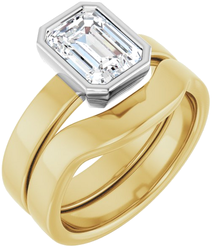 Sužadėtuvių Žiedas „Solitaire“ 585 Baltojo Ir Geltonojo Aukso Emerald 8mm x 6mm (6)