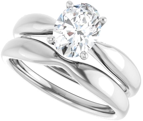 Sužadėtuvių Žiedas 14k white gold Oval 8mm x 6mm (10)