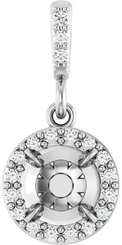 Pakabukas „Halo-Style“ 14k white gold Round 5.2mm (1)