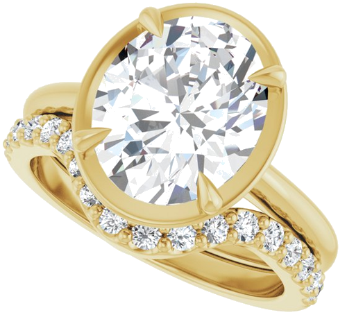 Sužadėtuvių Žiedas „Claw-Prong Solitaire Bezel-Style“ 14k yellow gold Oval 11mm x 9mm (10)