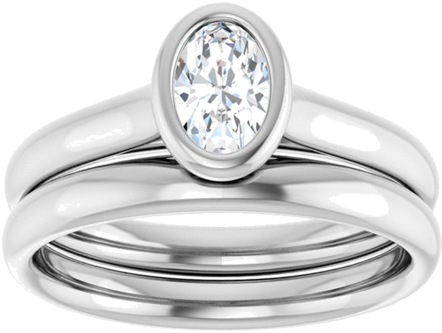 Sužadėtuvių Žiedas „Bezel-Set Solitaire“ 14k white gold Oval 6mm x 4mm (8)