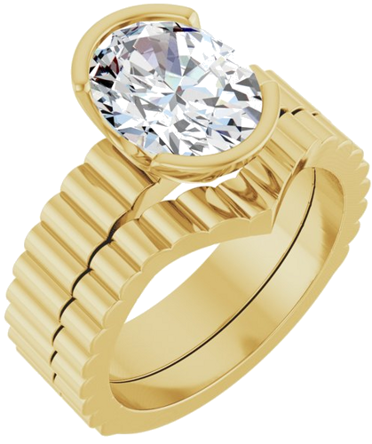 Sužadėtuvių Žiedas „Half-Bezel Solitaire“ 14k yellow gold Oval 10mm x 8mm (6)