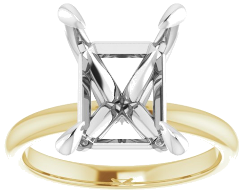 14K Yellow White 11 x 9 mm Emerald Engagement Ring Mounting (3)