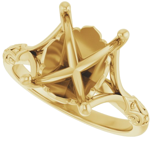 Sužadėtuvių Žiedas „Solitaire Sculptural“ 14k yellow gold Emerald 10mm x 8mm (5)