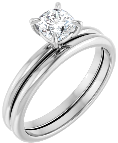 14K White  5x5 mm Cushion Solitaire Engagement Ring Mounting (6)