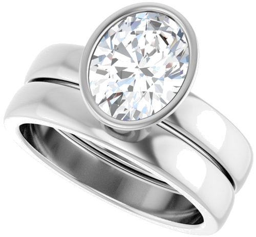 Sužadėtuvių Žiedas „Bezel-Set Solitaire“ 14k white gold Oval 9mm x 7mm (10)