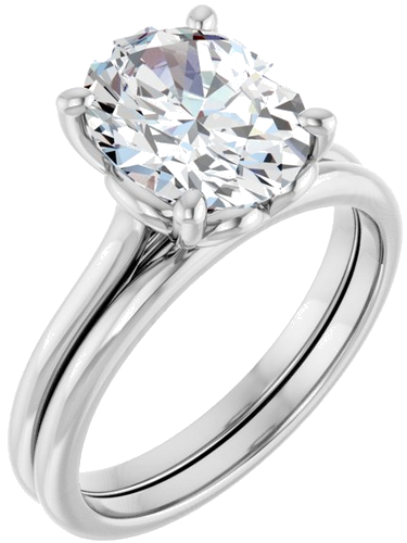 14K White  10x8 mm Oval Solitaire Engagement Ring Mounting (6)