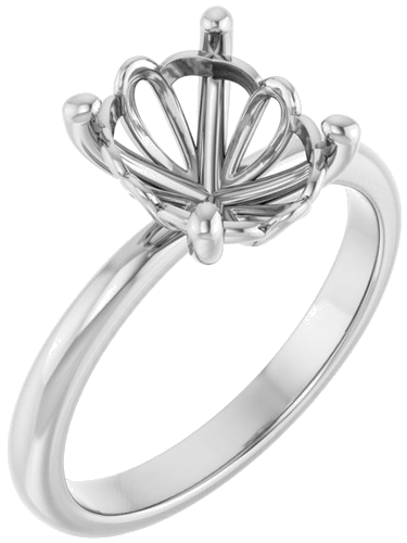14K White 10x8 mm Oval Solitaire Engagement Ring Mounting (1)