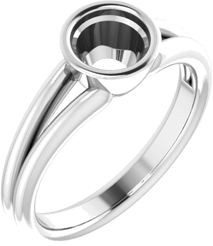 Sužadėtuvių Žiedas „Bezel-Set Solitaire“ 585 Baltojo Aukso Round 6mm (1)