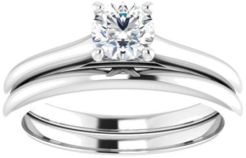 Sužadėtuvių Žiedas „Solitaire“ 585 Baltojo Aukso Round 4.8mm (8)
