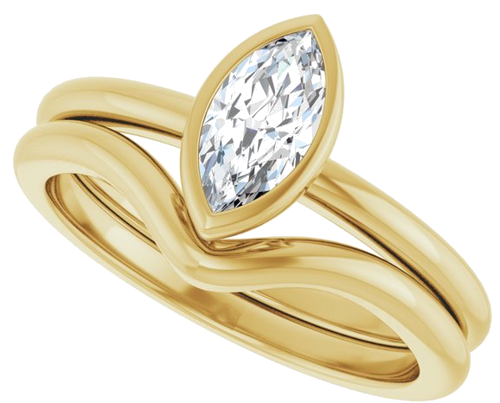Sužadėtuvių Žiedas „Bezel-Set“ 14k yellow gold Marquise 8mm x 4mm (10)