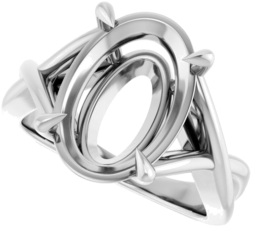 Sužadėtuvių Žiedas „Claw-Prong Solitaire“ 14k white gold Oval 14mm x 10mm (5)